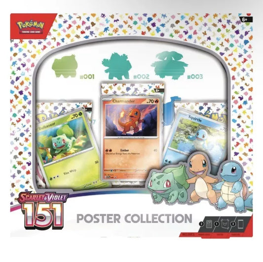 Pokemon 151 poster collection met Charmander, bulbasaur en squirtle