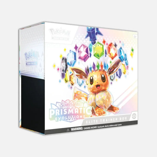 Pokemon Elite trainer box van de serie scarlet & violet prismatic evolutions met een blije eevee